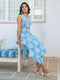 Sky Blue Pure Cotton Ethnic Motifs Printed Straight Kurta Pant Set